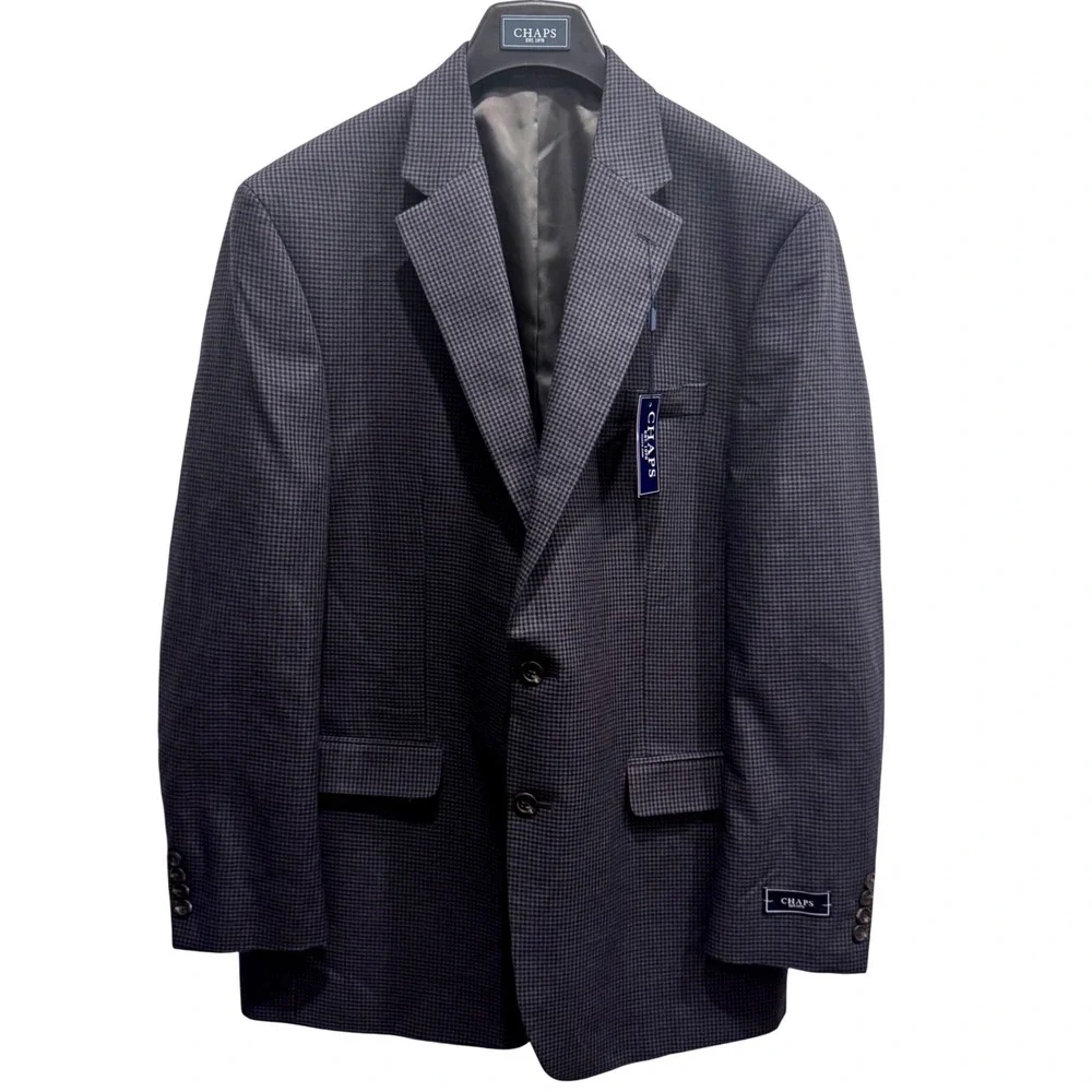 Chaps Men's Grey/Black Check Blazer –‎ 42 Long, Classic Fit